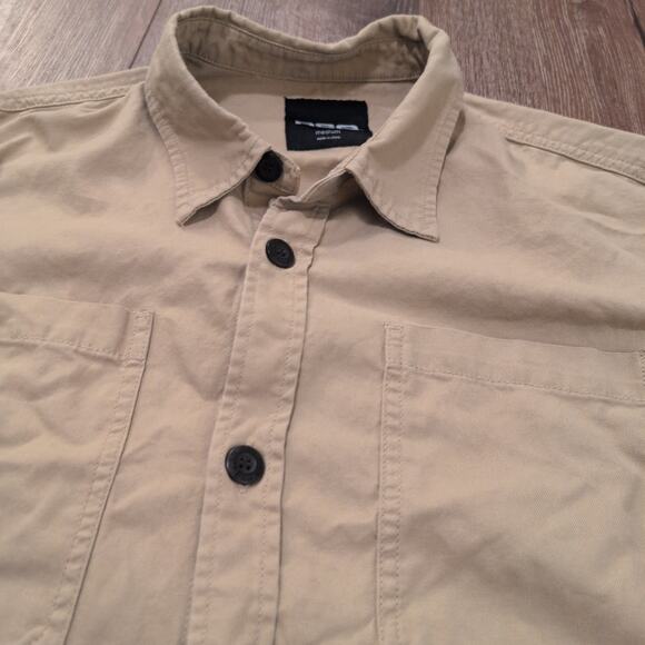 RSQ Men's Medium Chore Jacket Button Up Utility Canvas Beige Tan Khaki Skater - Picture 2 of 6